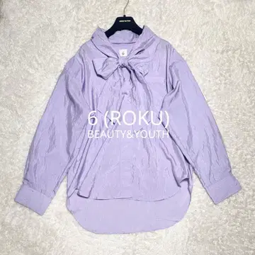 ROKU BEAUTY&YOUTH 보타이 나일론 실크 셔츠 블라우스