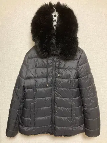 블랙 후드 부착 리버서블 자켓