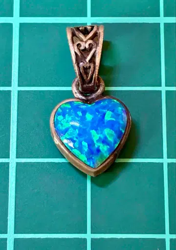 실버 925 오팔풍 하트 펜던트 탑 앤티크풍