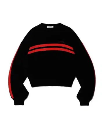 YOUHEE TRACK KNIT PULLOVER BLACK