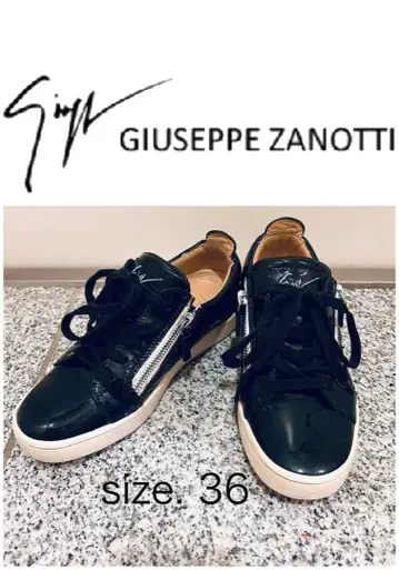 GIUSEPPE ZANOTTI 블랙 에나멜 스니커즈 36 사이즈