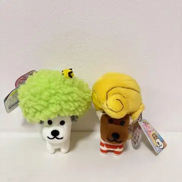 산엑스 당시 물건 아프로견 부들부들 헤어 체인지 봉제 인형 2개 세트