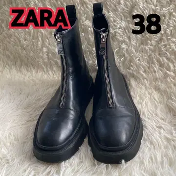 ZARA 블랙 프론트 지퍼 부츠 블랙 38