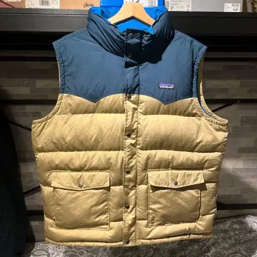 patagonia 다운 베스트 L 파랑 블루 베이지