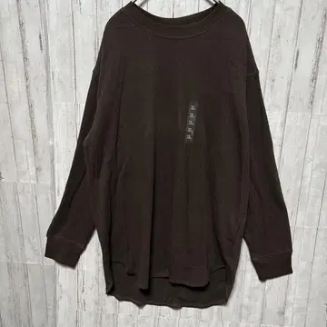 UNIQLO 유니클로 코튼 리브 크루넥T 긴팔 브라운 빅 사이즈