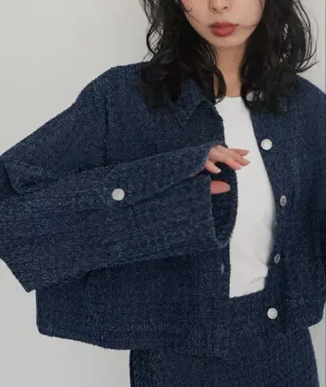LIAN 그레인 트위드 데님 셔츠 자켓