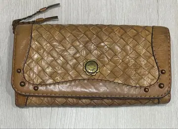 ANNA SUI 장지갑 뜨개질 가죽 카멜