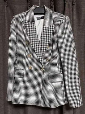 ZARA 체크 격자 무늬 자켓 S