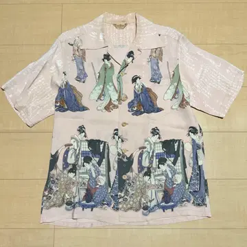 SUNSURF UTAMARO 우키요에 오픈 카라 아로하 셔츠 S