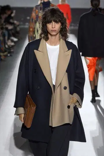 DRIES VAN NOTEN / 울 코트 / 네이비 베이지