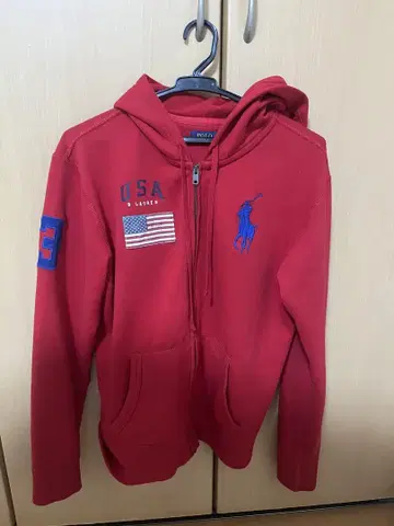 폴로 랄프 로렌 빨간색 집업 후드티