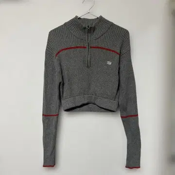 JUEMI EMB Half Zip Cropped Knit
