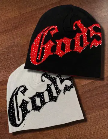 스톤 장식 니트 모자 [ Gods ] 2색 세트