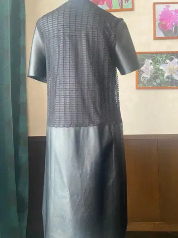 새상품급 Ferragamo 페라가모 실크, 가죽과 메쉬의 원피스