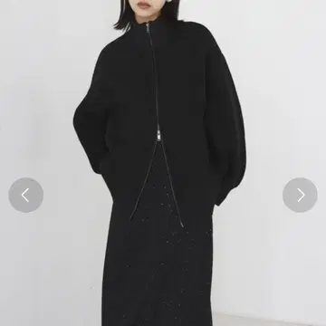hellam W 지퍼 하이넥 니트 가디건 블랙