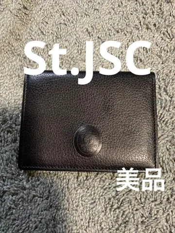 St JSC 블랙 가죽 카드 케이스 레어.미사용품.