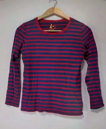 G U 윈터 치어리더 긴팔 티셔츠 빨간색과 파란색 스트라이프