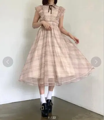 titty & co 체크 튤 원피스