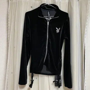 Missguided x Playboy 벨로아 블랙 후드티