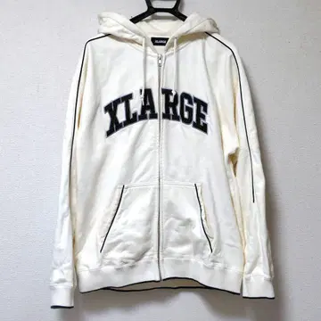 XLARGE 후드티 풀 집업 아이보리 파이핑 라인 아치 로고