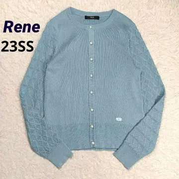 컨디션 최상 23SS 르네 펄 버튼 리브 니트 가디건 38 크루넥