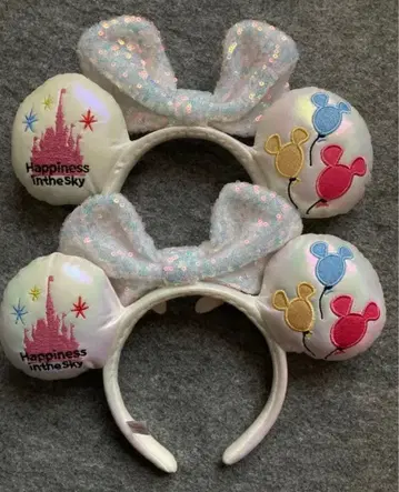 디즈니 머리띠 스팽글 화이트 풍선 신데렐라 성 자수