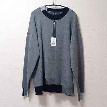 kOhAKU 배색 라메 절개 아지메 니트