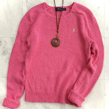 폴로 랄프 로렌 코튼 스웨터 라운드넥 핑크