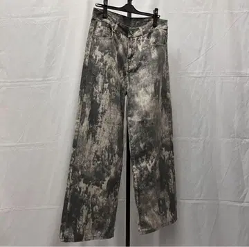 archive bleach design wide denim pants