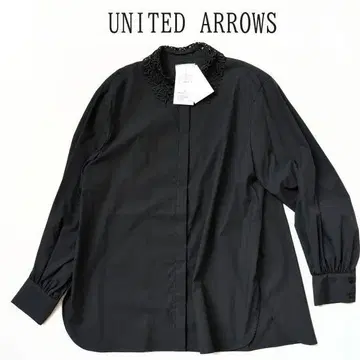 유나이티드 애로우즈 UNITED ARROWS 레이스 옷깃 블랙 블라우스