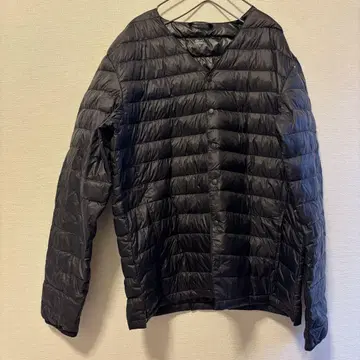LAPWING 블랙 다운 자켓 V넥 3L