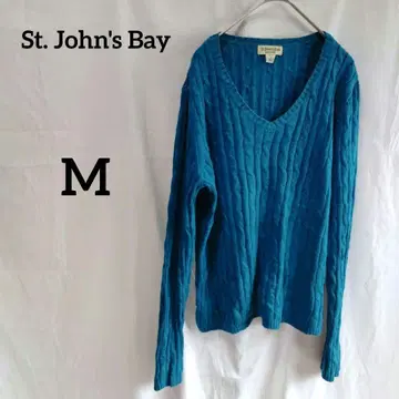 새상품급 St. John's Bay [ M ] V넥 니트 터콰이즈 블루