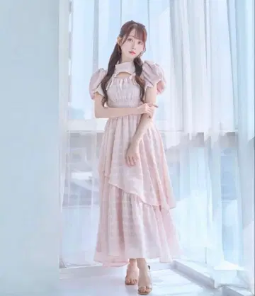 Rosemuse 자카드 체크 드레스 핑크