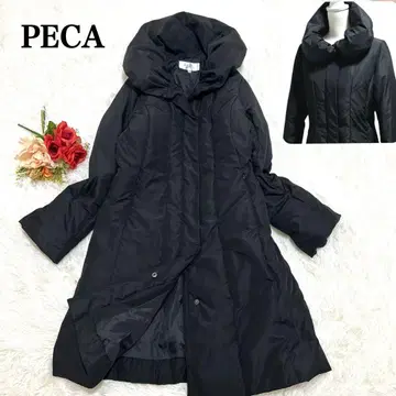 PECA 다운 자켓 볼륨 옷깃 블랙 페더 롱 기장