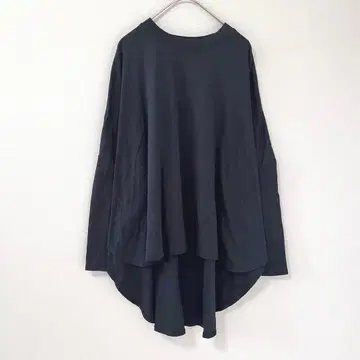 denier 크루넥 긴팔 롱 티셔츠 블랙 x 무지 F 면100%