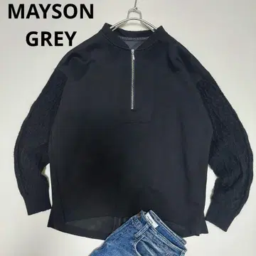 MAYSON GREY 메이슨 그레이 이소재 니트 풀오버 블랙