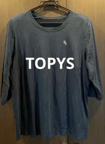 TOPYS 네이비 반소매 T셔츠 스톤 장식