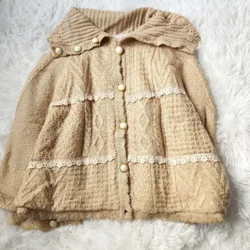 엑시즈팜 베이지 니트 케이프 코트