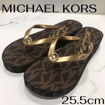MICHAEL KORS 비치 샌들 25.5cm 골드 로고