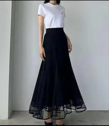 블랙 튤 머메이드 스커트