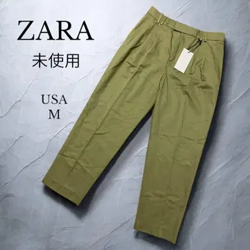 [ ZARA ] 미사용 턱 와이드 팬츠 USA M 모스그린