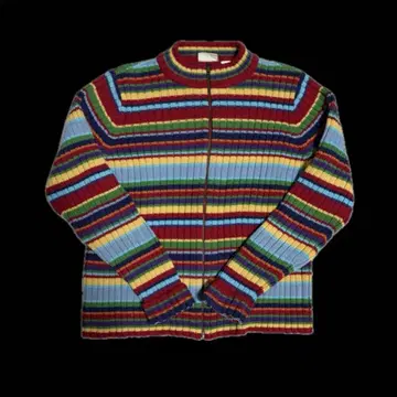 멀티 컬러 스트라이프 니트 스웨터 L.L.Bean 컬러풀 올 패턴 보더