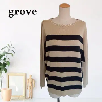 zB433 [ M ] grove 보더 니트 오버 사이즈 캐주얼
