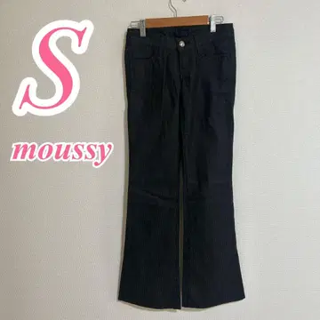 moussy 마우지 블랙 플레어 팬츠 S 스트라이프 면 폴리