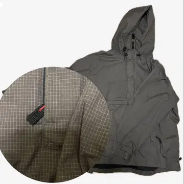 90s 나일론 아노락 후드티 체크 테크 고프코어