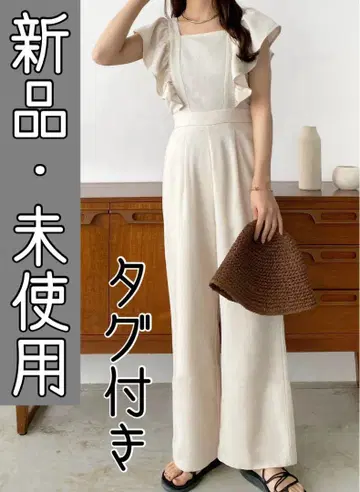 [ 새상품 미사용 ] callautia 백리본 프릴 올인원 아이보리