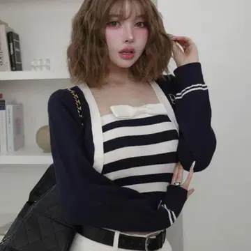Darich 레이어드 보더 니트 앙상블