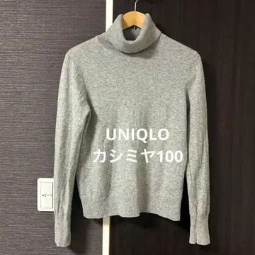 새상품급 유니클로 캐시미어 100% 터틀넥 스웨터 그레이 사이즈 L