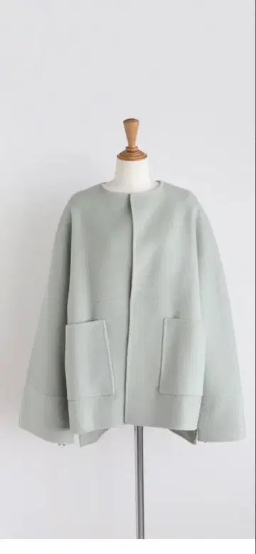 택 포함 girlish St.cecilia 민트 리버 울 코트