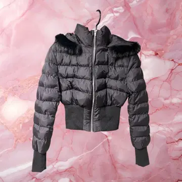 ICON 가을 겨울용 집업 퍼 트리밍 퍼퍼 블랙 코트 XS